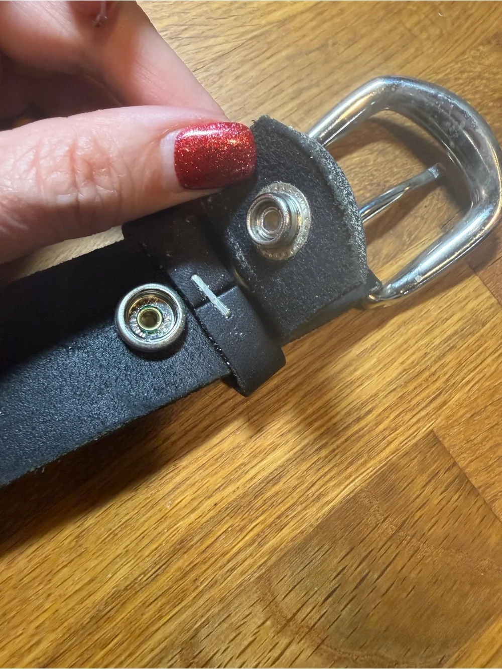 Men’s Black Leather Belt with Silver Buckle (022)